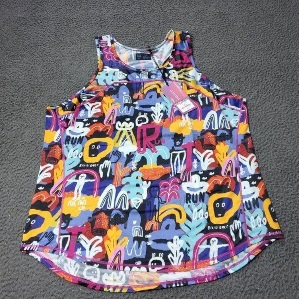 NEW $58 Janji Mt. Merapi Artist Series Helio Tech Tank Top Multicolor Womens XL